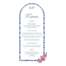 Menu / Cardápio Casamento - Arte Digital Azul