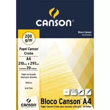 Bloco Papel Canson Desenho Creme 200g A4 20 Folhas