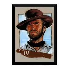 Quadro Arte Clint Eastwood Poster Moldurado