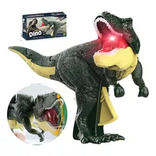 Brinquedo Dinossauro T-rex Faz Som Rugido E Luz Com Caixa