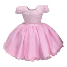 Vestido Rosa De Bailarina Festa Infantil Luxo 1 Ao 4 Anos
