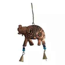 Colgante Elefante Campanitas Color Cobre Metal 33cm Aprox Mo