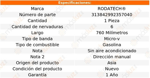 (1) Banda Accesorios Micro-v Sonoma 2.5l 4 Cil S/aa 91/93 Foto 2