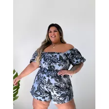 Macaquinho Feminino Plus Size Exlusivo Moleton Da Moda