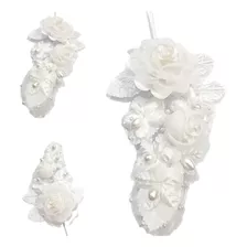 Tocados Flores Arreglo 15 Años Novia Vestido Aplique Blanco