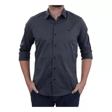 Camisa Masculina Docthos Ml Slim Cinza Escuro - 249840