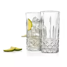 Set 6 Vasos Altos 360ml Elegantes Vidrio Bebidas Trago Largo