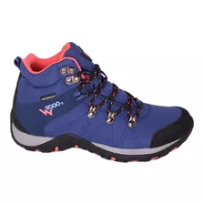 Zapatilla Outdoor Mujer Wisdom Azul Rojo W9-207 Caña