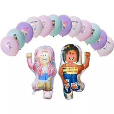 Pack 14 Globos, 2 Metalizados Figura Roblox Niña Y 12 Látex