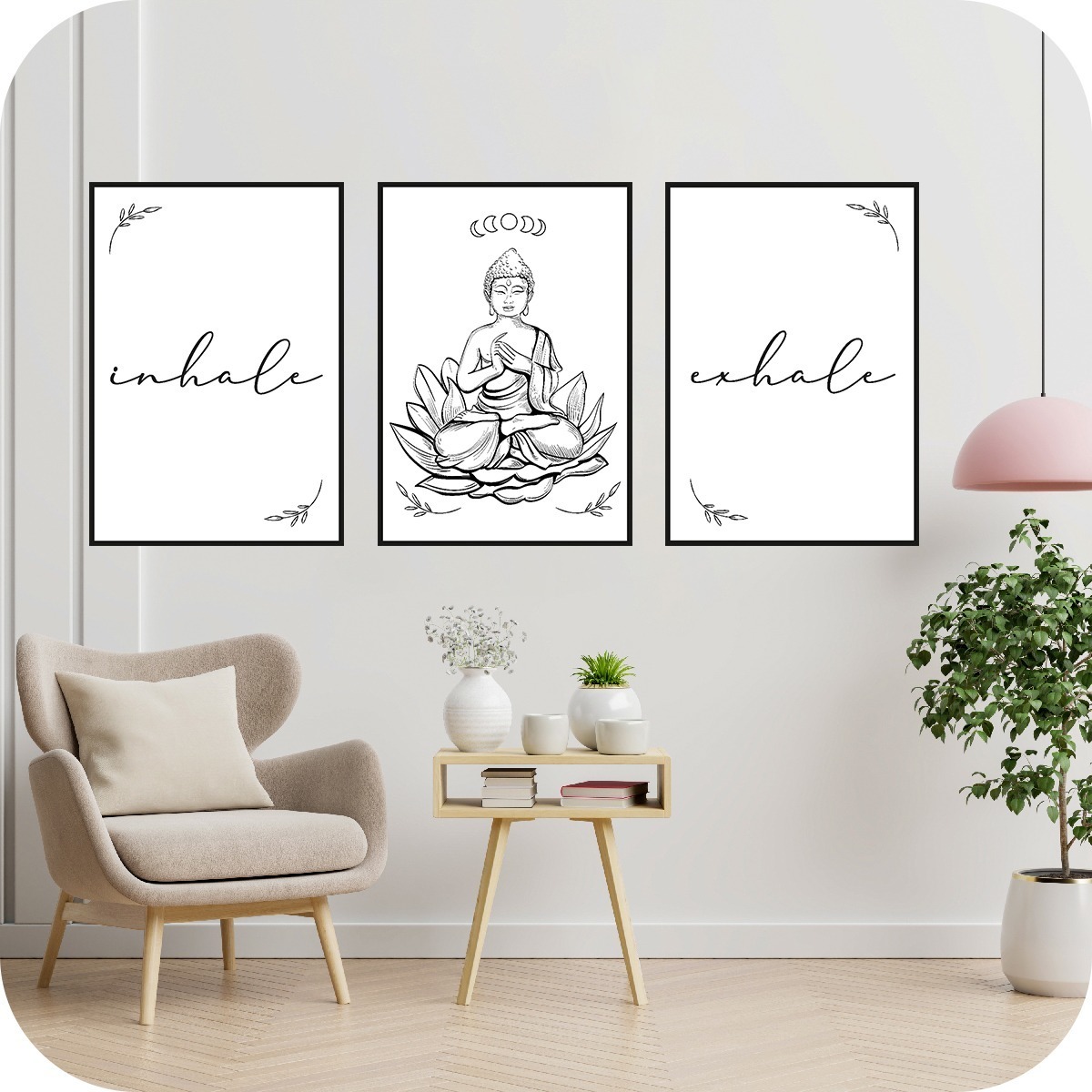 Cuadro Nordico Buda Inhale Exhale Zen Yoga Meditacion Deco