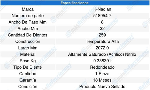 Banda Distribucion O Tiempo 406 Coupe V6 3.0l 99-04 8599913 Foto 3