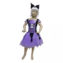 Disfraz Vestido De Kuromi Hello Kitty Sin Manga Con Diadema Para Niñas 