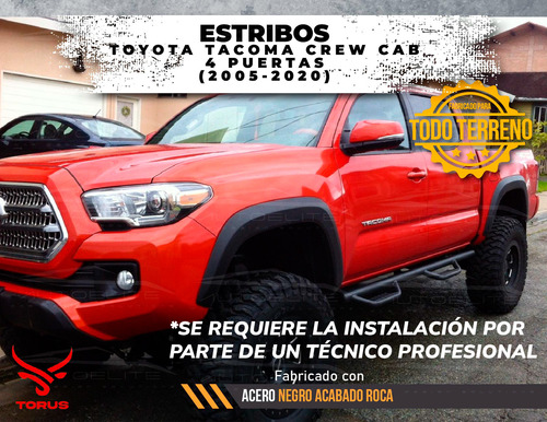 Estribos Tacoma Toyota 2005-2020 Acero Rock Slider Torus Foto 3