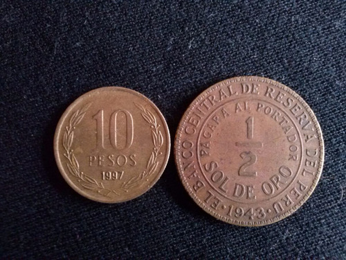 Moneda Peru 1/2 Sol De Oro Bronce 1943 Variedad (c19)