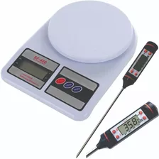 Balança Digital Cozinha Até 10 Kg + Termômetro Culinário Top