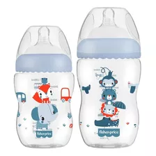 Kit 2 Mamadeiras First Moments Azul 270/330ml Fisher Price Cor Azul Nome Do Desenho Fisher Price