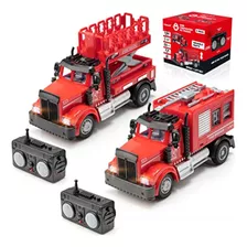 Force1 Mini Firefighter Rc Trucks Para Niños - Paquete De 2 