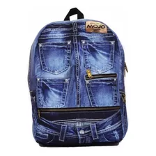 Mojo Mochila Denim Jeans Backpack Polyester Backlight Tablet