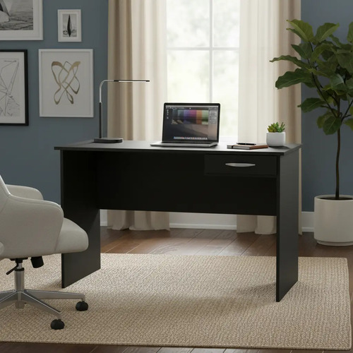 Mesa Escrivaninha Moblis 120x50x74 Cm Compacta E Funcional Preto