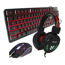 Kit Gamer Dust 3 Em 1 Teclado Abnt Headphone E Mouse Cor Do Teclado Rgb