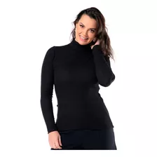 Camisa Feminina Manga Longa Básica Gola Role Cacharrel Frio