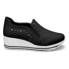 Tênis Feminino Slip On Casual Salto Anabela Macio Conforto