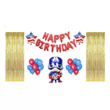 Kit De Globos Capitán América Gigante Happy Birthday