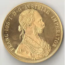 Áustria 4 Ducado 1915 Ouro 13,96 Gramas Ouro 986 39 Mm