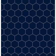 Papel De Parede Adesivo Geométrico Hexágono Azul E Branco