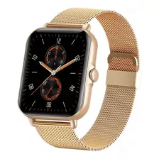 Relogio Smartwatch Quadrado Dourado Inteligente Moda Atual