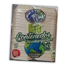 50 Pzas Contenedor Hamburguesero Biodegradable