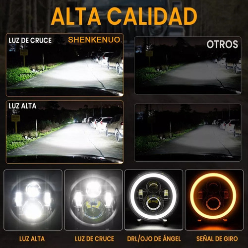 Faro Led Redondo De 7 Pulgadas, 6000k Luz Alta Y Baja Foto 3