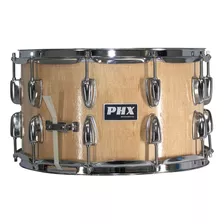 Caixa Bateria Phx Music 14x8 Madeira Cromado Pele Cristal Cor Do Casco Marrom-claro