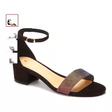 Zapatilla Tacon 4.5cm Textil Negro/oro 309-6208 Andrea