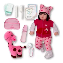 Boneca Princesa Infantil Reborn Morena Silicone Grande Luxo