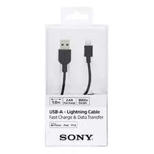 Cable Usb Lightning Sony Cp-al100 De 1 Metro, Color Negro