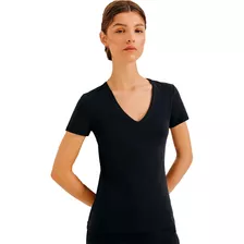 Camiseta Blusa Hering Feminina Básica Decote V Casual Cores