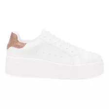 Tenis Estilo Urbano Vazza Color Oro Con Brillo Para Mujer