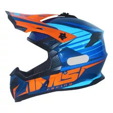 Capacete Extreme Laranja Azul Motocross Trilha | Ims