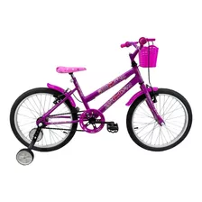 Bicicleta De Passeio Infantil Route Doll Aro 20 14 Freios V-brakes Cor Fúcsia Com Rodas De Treinamento