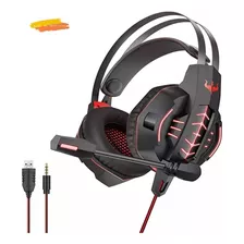 Fone De Ouvido Headset Gamer P3 Usb Pc Ps4 Com Fio Vermelho