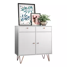 Aparador Retro Para Buffet Metal Onix Branco Sala 2 Portas