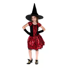 Fantasia Bruxa Infantil Chapeu,luvas,halloween,kit 3 Pçs Vm