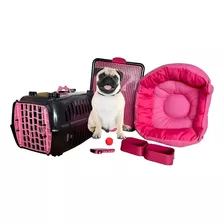 Kit Cachorro Cama Sanitario Médio Confort Cor Rosa Desenho N/a