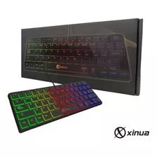 Teclado Mini Gamer Xinua K1 Luz Rgb Nivel Brillo Español Usb Color Del Teclado Negro