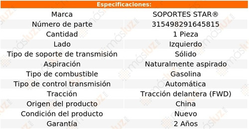 1) Soporte Transmisin Izquierdo Aspire 1.3l L4 94/97 Foto 2