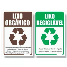 Placa Lixo Orgânico E Reciclável 20x30 Cm 02un