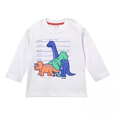 Remera Bebe Nene Manga Larga Estampa 3 Dinos 12 A 48 Meses