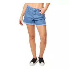 Short Jeans Feminino Curto Barra Desfiada Sawary 