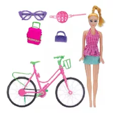 Muñeca Con Bicicleta Y Accesorios Juguete Para Niñas
